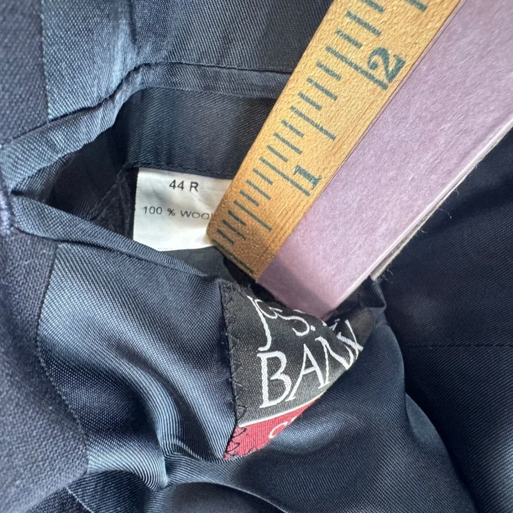 Jos. A. Bank Men 44R Blazer Navy Blue 100% Wool 2-Button Suit Jacket Single Vent